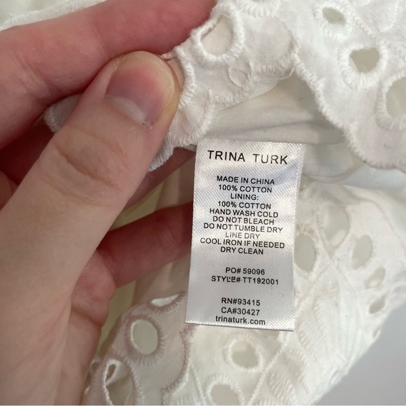 NEW NWT TRINA TRINA TURK Scallop Hem Eyelet Cropped Jumpsuit Cream Ivory ?? Boho - Picture 10 of 16